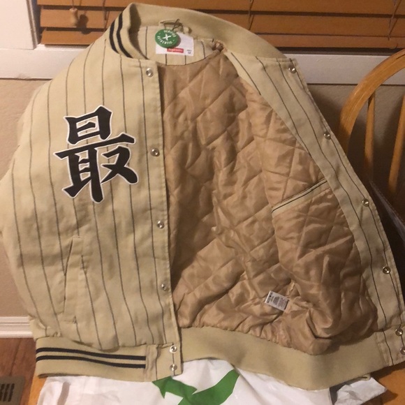Pinstripe Varsity Jacket Supreme, Buy 